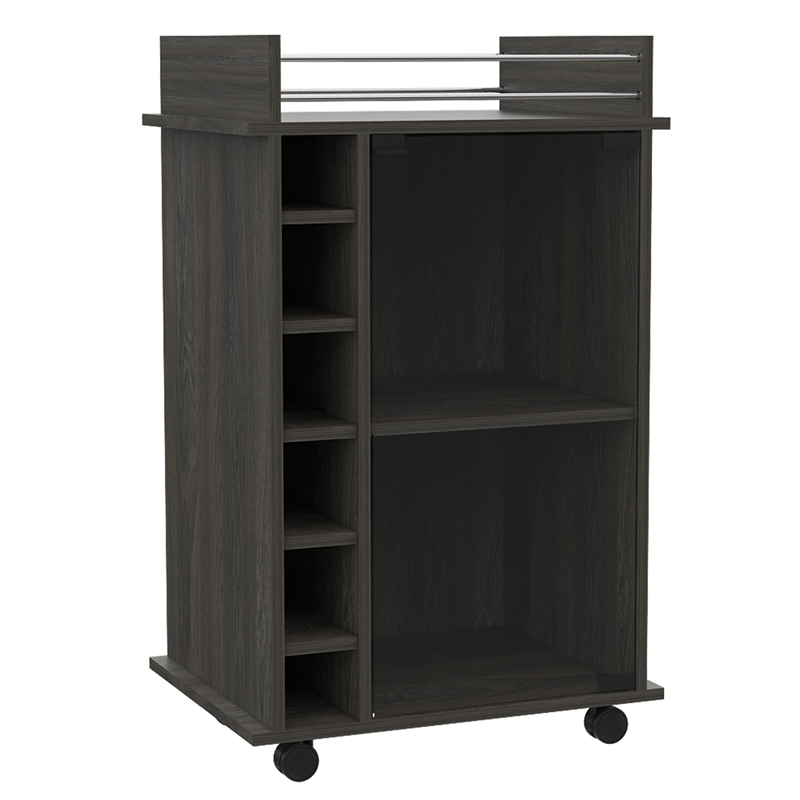 Home Square 2-Piece Set with Coffee Table and Glass Door Bar Cart