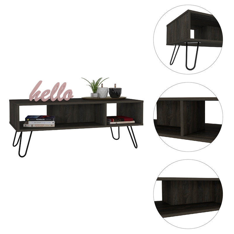 Home Square 2-Piece Set with Coffee Table and Glass Door Bar Cart