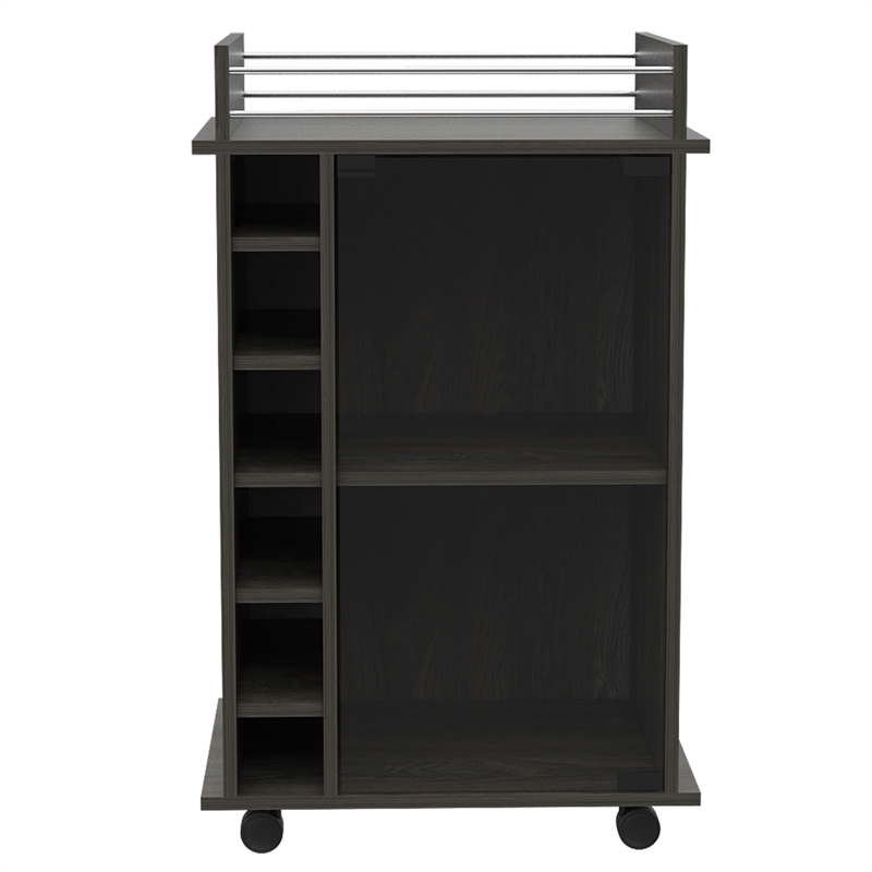 Home Square 2-Piece Set with Coffee Table and Glass Door Bar Cart