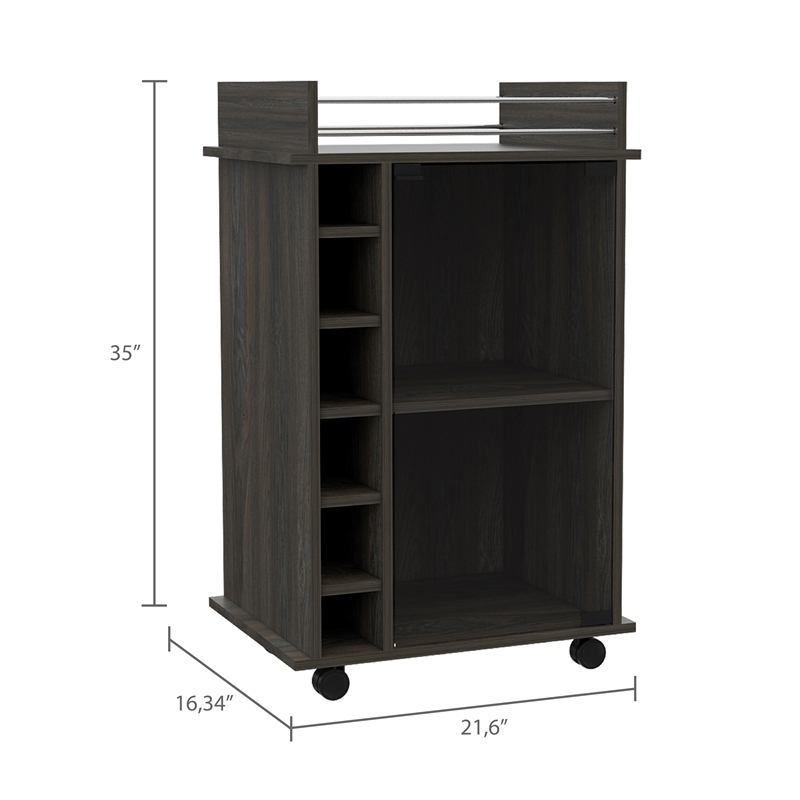 Home Square 2-Piece Set with Glass Door Bar Cart & Coffee Table