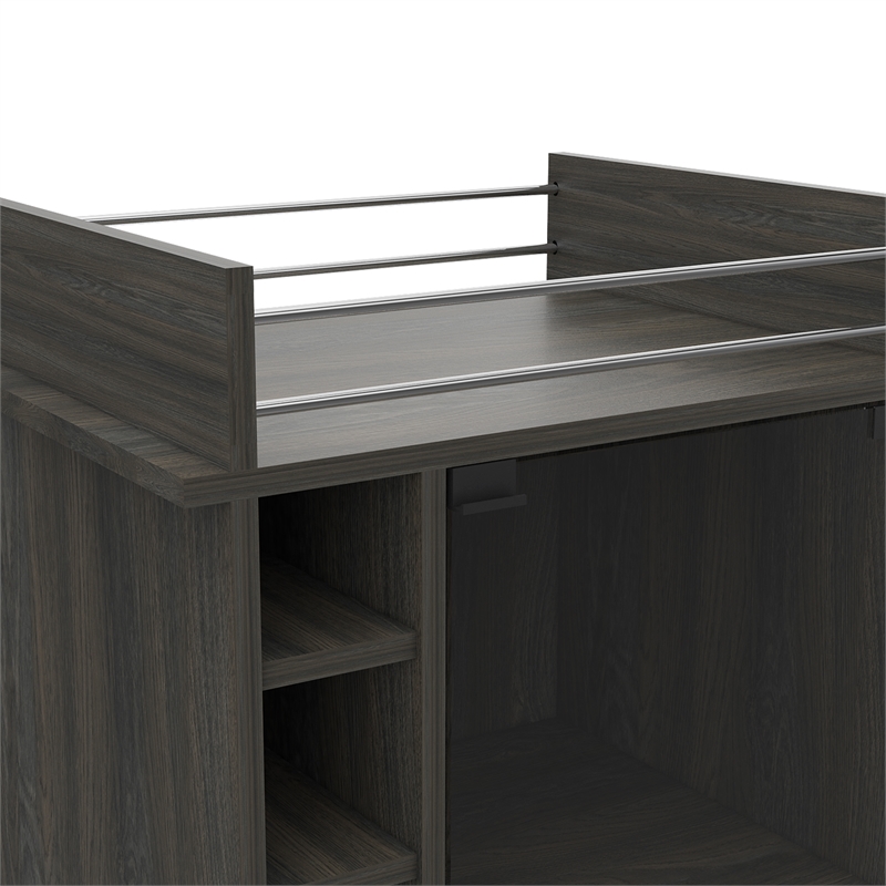 Home Square 2-Piece Set with Glass Door Bar Cart & Coffee Table