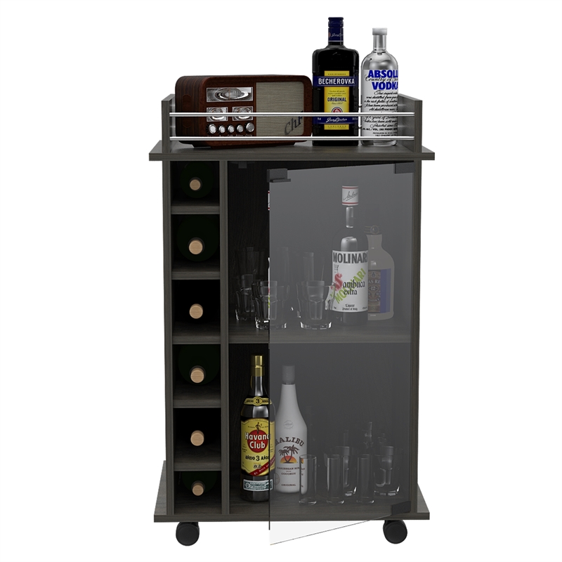 Home Square 2-Piece Set with Glass Door Bar Cart & Coffee Table