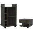 Home Square 2-Piece Set with Glass Door Bar Cart & Coffee Table