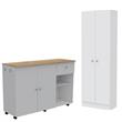 Home Square 2-Piece Set with Kitchen Island Cart and Storage Pantry Cabinet