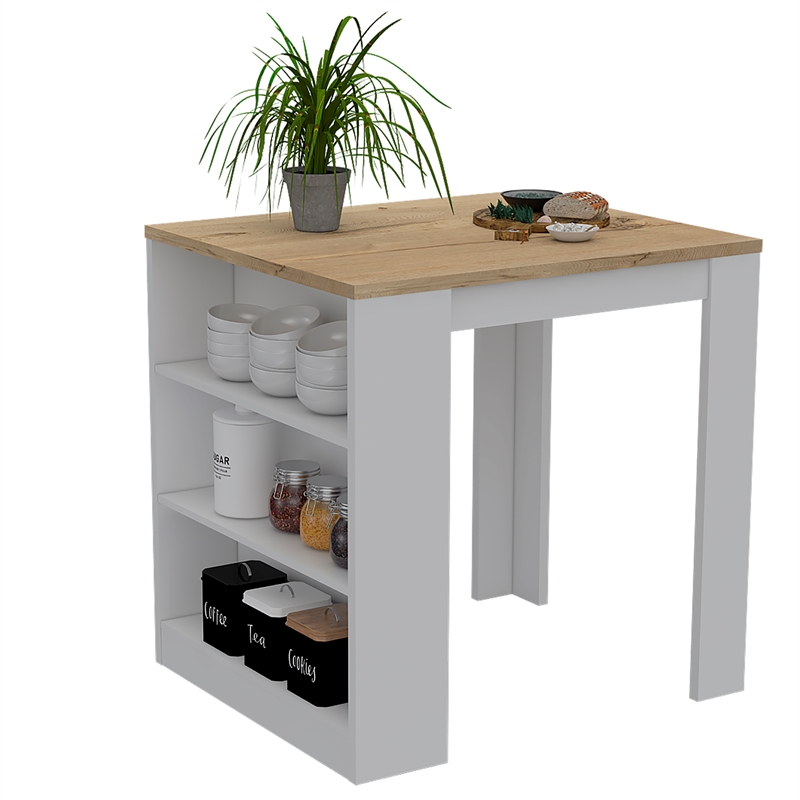 Home Square 2-Piece Set with Modern Kitchen Island & Utility Sink with Cabinet