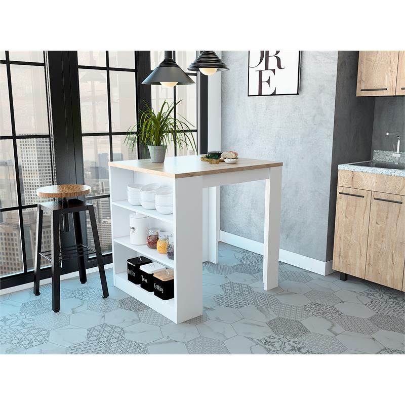Home Square 2-Piece Set with Modern Kitchen Island & Utility Sink with Cabinet