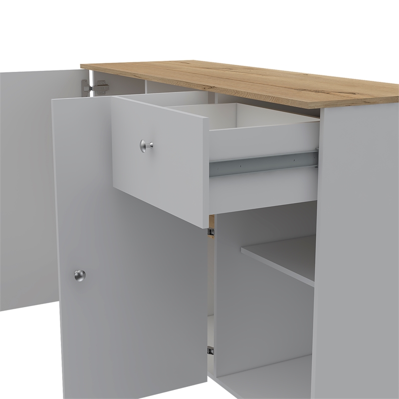 Home Square 2-Piece Set with Kitchen Island Cart and Utility Sink with Cabinet