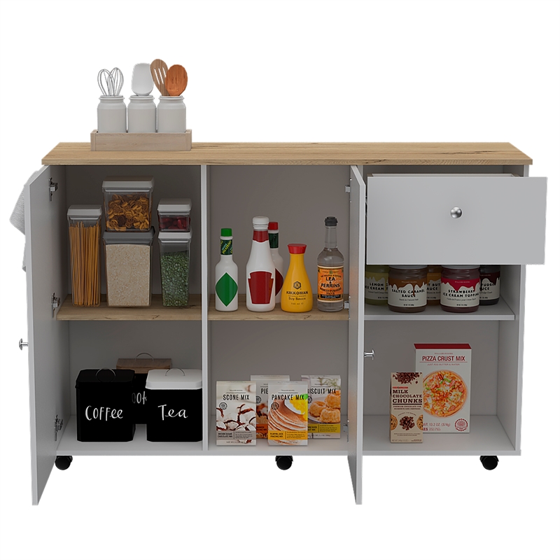 Home Square 2-Piece Set with Kitchen Island Cart and Utility Sink with Cabinet