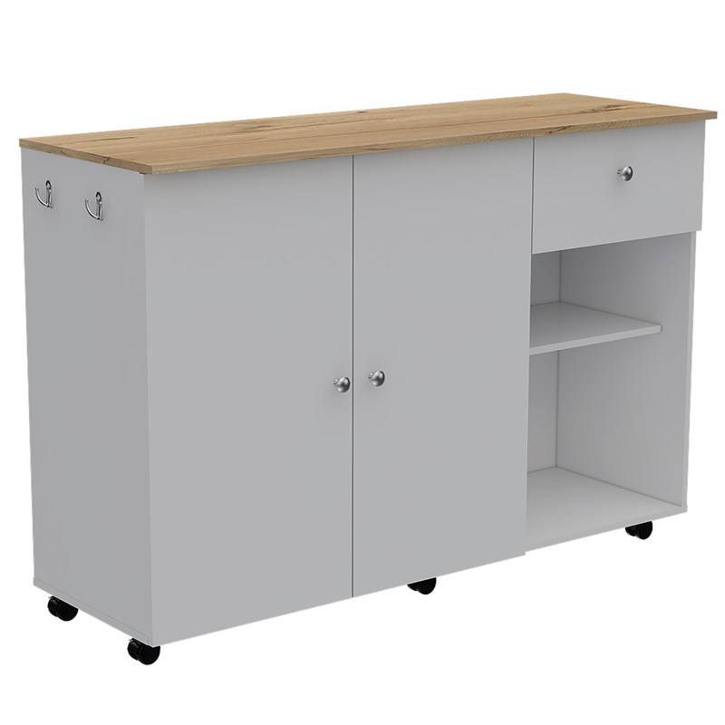 Home Square 2-Piece Set with Kitchen Island Cart and Utility Sink with Cabinet