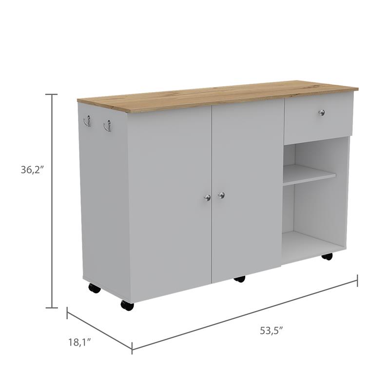Home Square 2-Piece Set with Kitchen Island Cart and Utility Sink with Cabinet