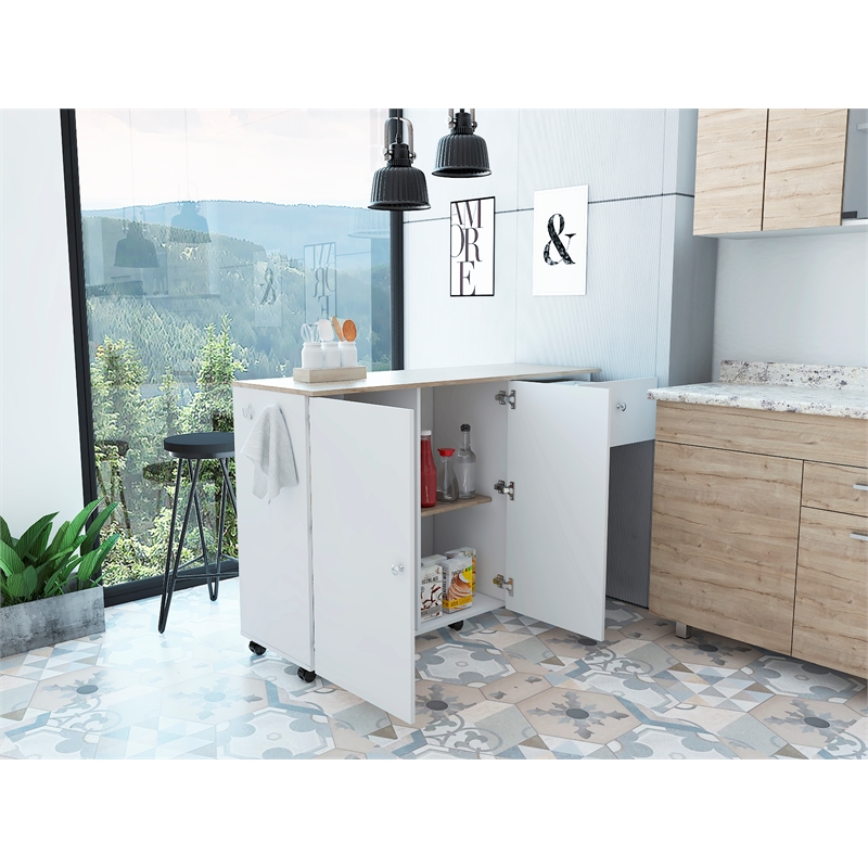 Home Square 2-Piece Set with Kitchen Island Cart and Utility Sink with Cabinet