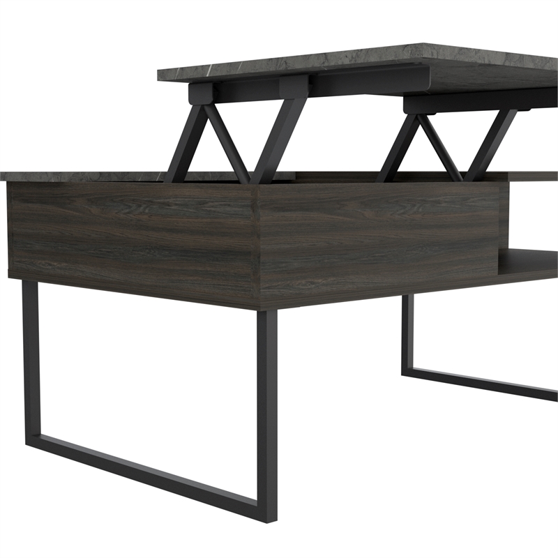 Home Square 2-Piece Set with Lift Top Coffee Table & Glass Door Bar Cart