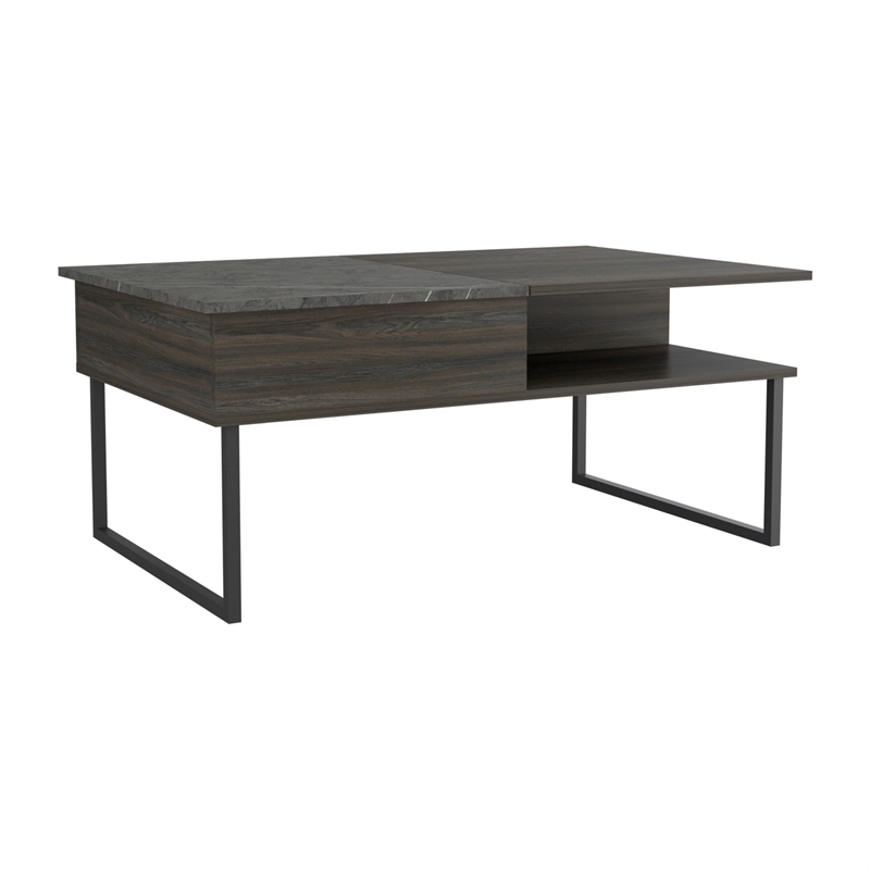 Home Square 2-Piece Set with Lift Top Coffee Table & Glass Door Bar Cart