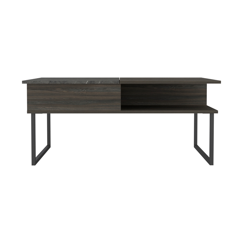 Home Square 2-Piece Set with Lift Top Coffee Table & Glass Door Bar Cart