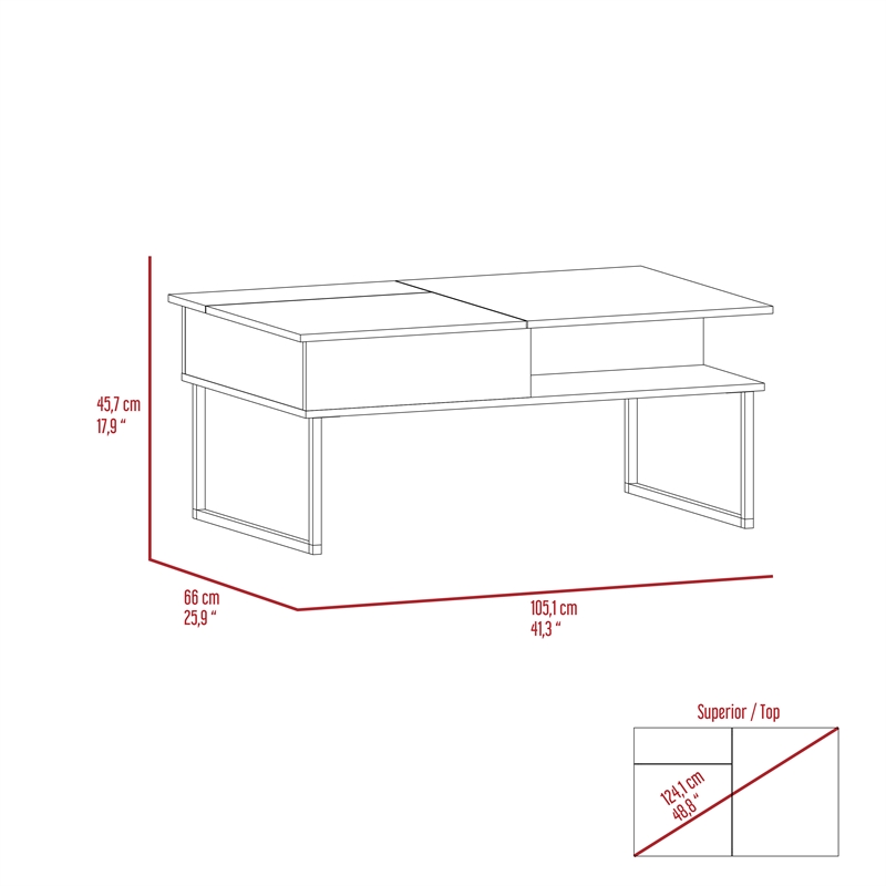 Home Square 2-Piece Set with Lift Top Coffee Table & Glass Door Bar Cart