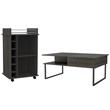 Home Square 2-Piece Set with Lift Top Coffee Table & Glass Door Bar Cart