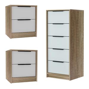 Home Square 3-Piece Set with 42&quot 5 Drawer Dresser & Nightstand in White