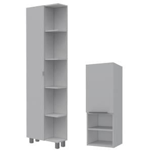 Home Square 2-Piece Set with Linen Bathroom Cabinet and Medicine Cabinet