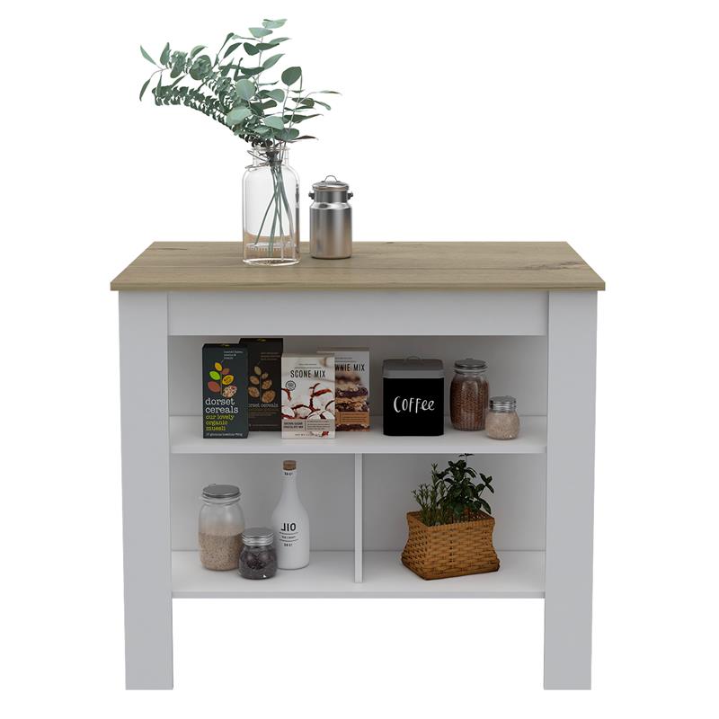 Home Square 2-Piece Set with Kitchen Island and High Pantry Cabinet
