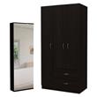 Home Square 2-Piece Set with 3 Door Armoire & Shoe Rack with Mirror