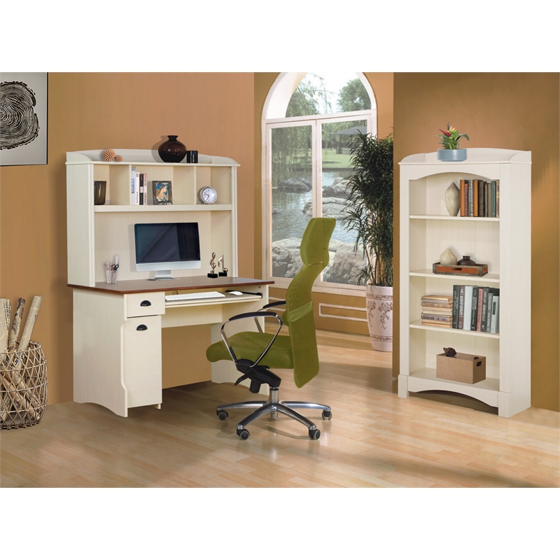 Home Square 2-Piece Set with 4-Shelf Bookcase and Hall Tree Shoe Bench
