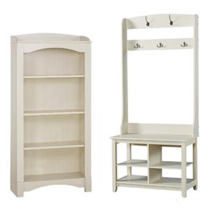 Home Square 2-Piece Set with 4-Shelf Bookcase and 31.5&quot Hall Tree Shoe Bench