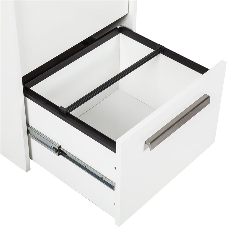 Home Square 2-Piece Set with Writing Desk and Lateral File Cabinet in White