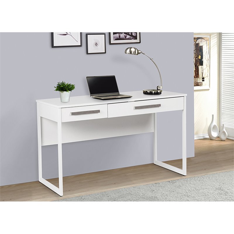 Home Square 2-Piece Set with Writing Desk and Lateral File Cabinet in White