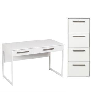 Home Square 2-Piece Set with Writing Desk and 4-Drawer Lateral File Cabinet