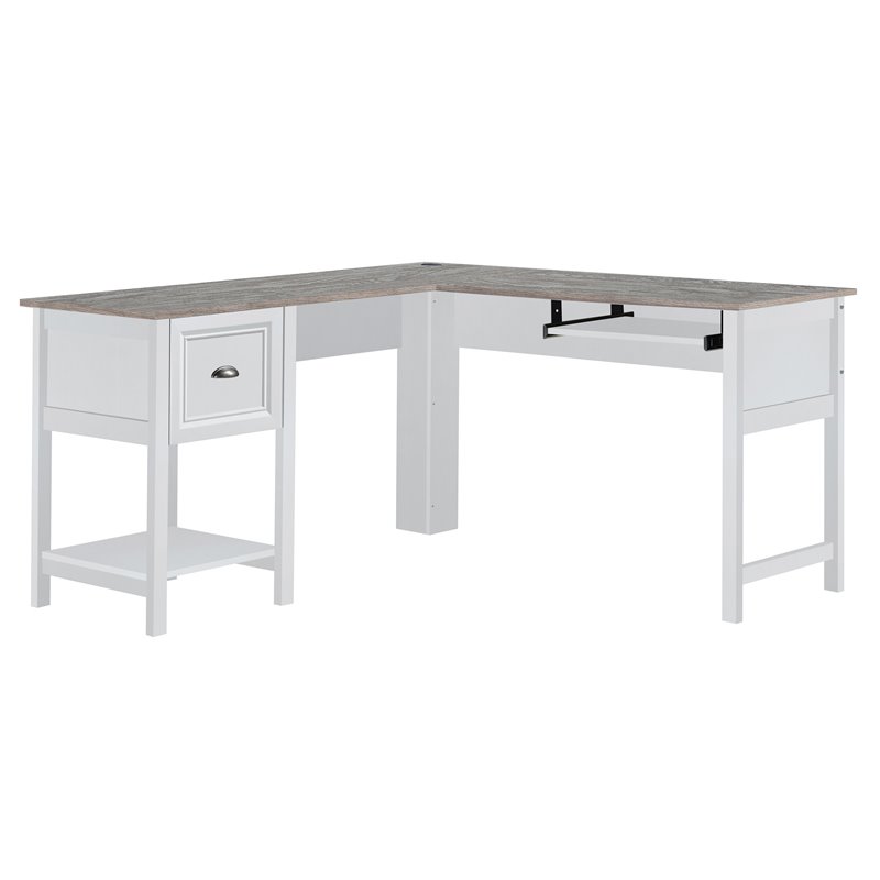 Home Square 2-Piece Set with 2-Door Storage Cabinet and Corner Desk