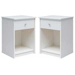 Home Square Nightstand with Drawer in White Finish - Set of 2