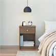 Home Square Nightstand with Drawer in Walnut Finish - Set of 2