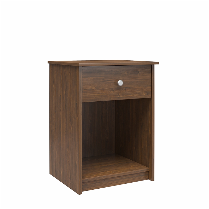 Home Square Nightstand with Drawer in Walnut Finish - Set of 2