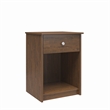 Home Square Nightstand with Drawer in Walnut Finish - Set of 2