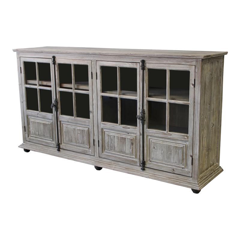 Home Square 3-Piece Set with 4-Door Gray Cabinet & 2 Door Cabinet in Brown