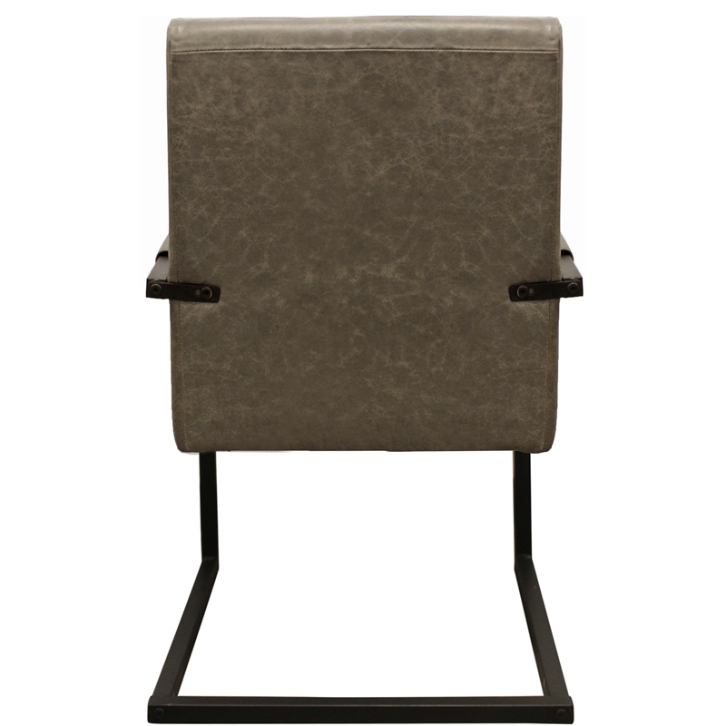 Home Square 9-Piece Set with Square Dining Table & 8 Leather Arm Chairs in Gray
