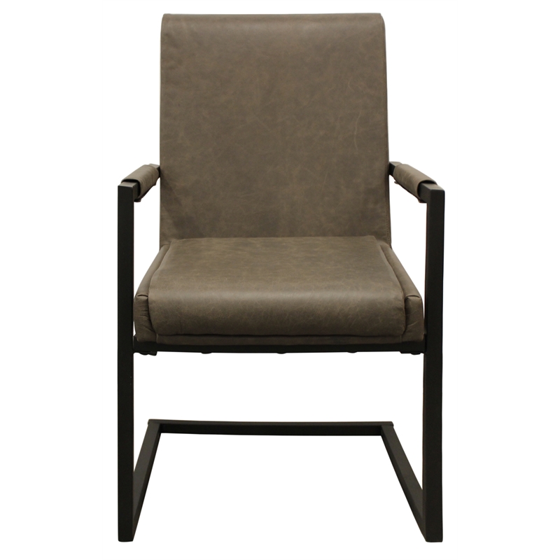 Home Square 9-Piece Set with Square Dining Table & 8 Leather Arm Chairs in Gray