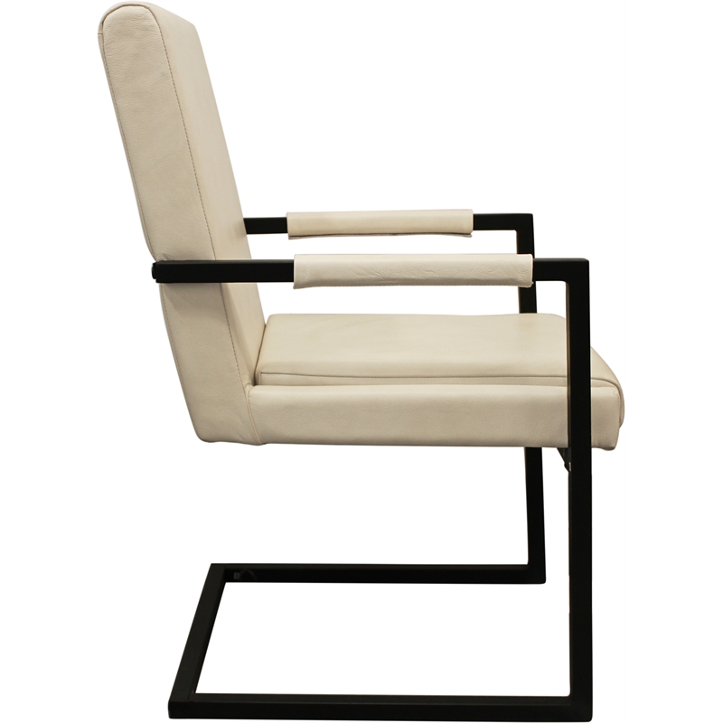 Home Square 9-Piece Set with Square Dining Table & 8 Leather Arm Chairs in Ivory