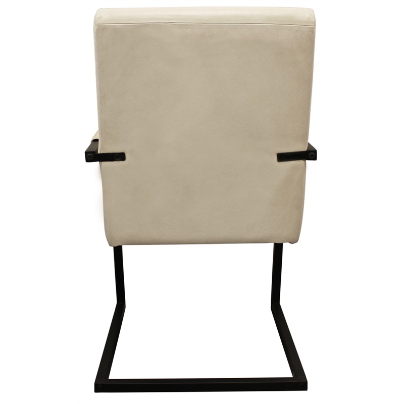 Home Square 9-Piece Set with Square Dining Table & 8 Leather Arm Chairs in Ivory