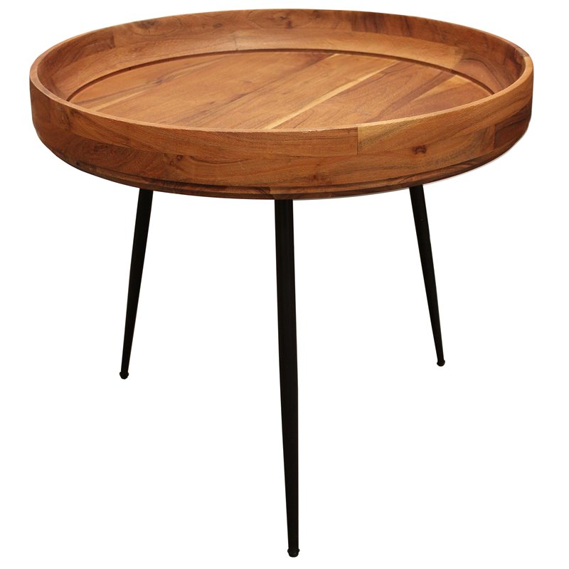 Home Square 3-Piece Set with Round Side Table and 2 Fabric Occasional Chairs