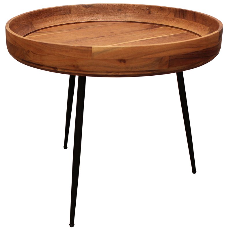 Home Square 3-Piece Set with Round Side Table and 2 Fabric Occasional Chairs