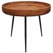 Home Square 3-Piece Set with Round Side Table and 2 Blue Velvet Chairs