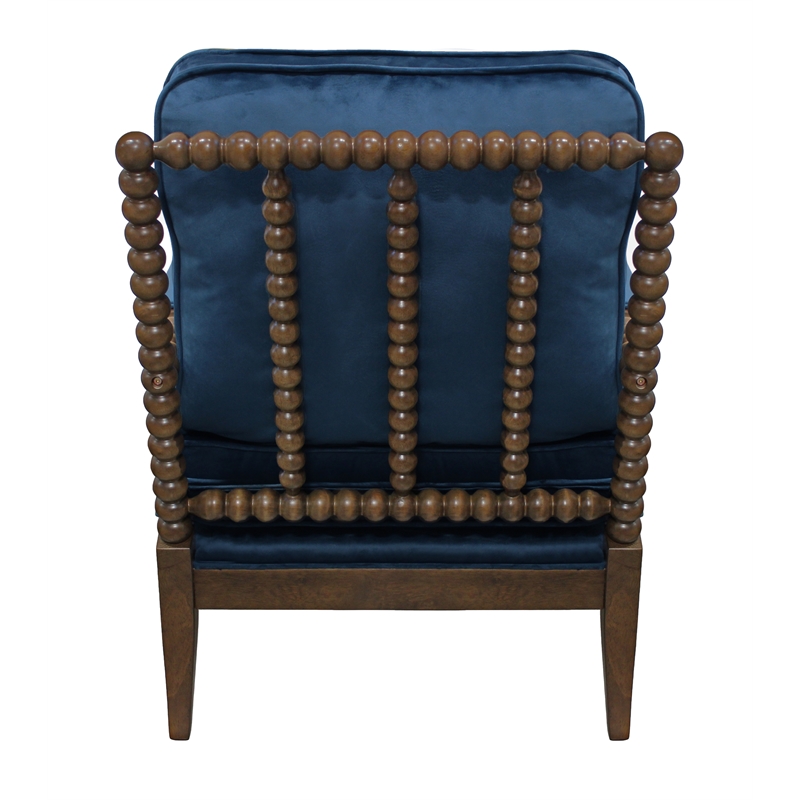 Home Square 3-Piece Set with Round Side Table and 2 Blue Velvet Chairs