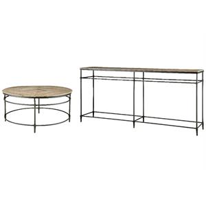 Home Square 2-Piece Set with Round Coffee Table and Sofa Console Table