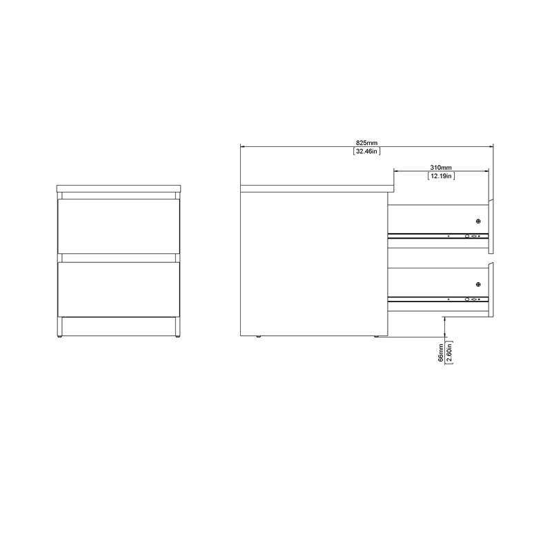 Home Square 3-Piece Set with Double Dresser and 2 Nightstands