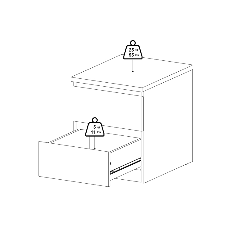 Home Square 3-Piece Set with Double Dresser and 2 Nightstands