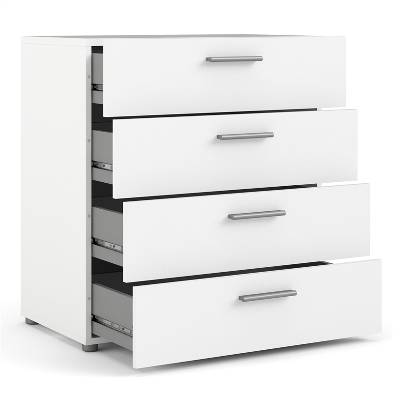 Home Square 2-Piece Set with Space Wardrobe and 4 Drawer Chest in White