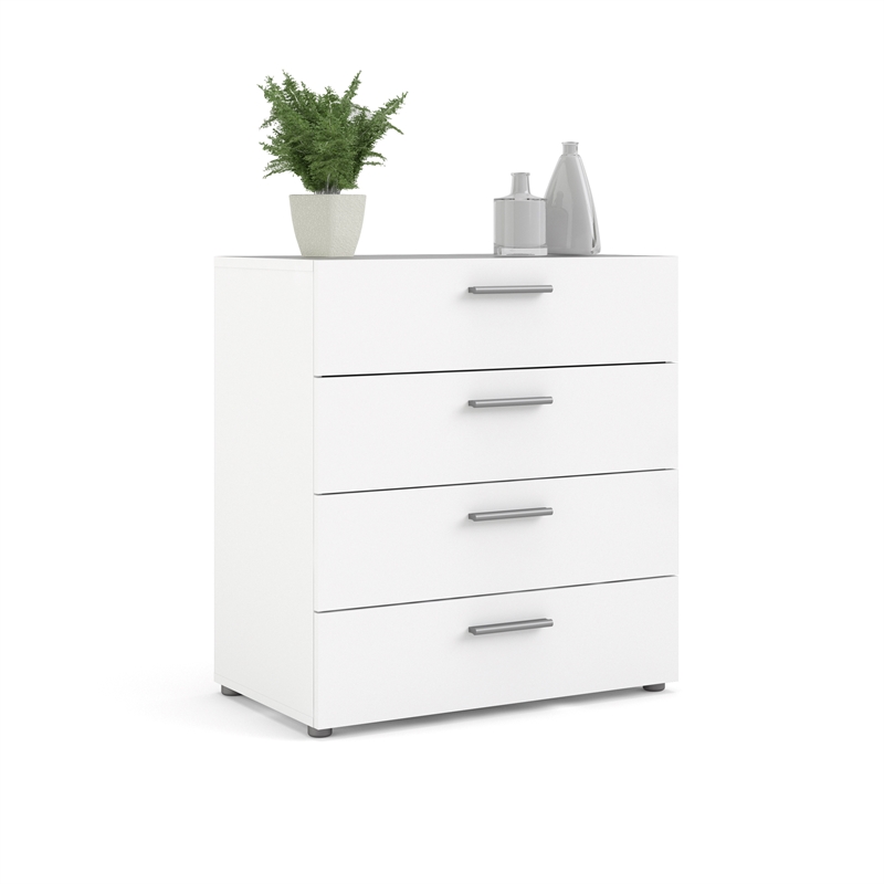Home Square 2-Piece Set with Space Wardrobe and 4 Drawer Chest in White
