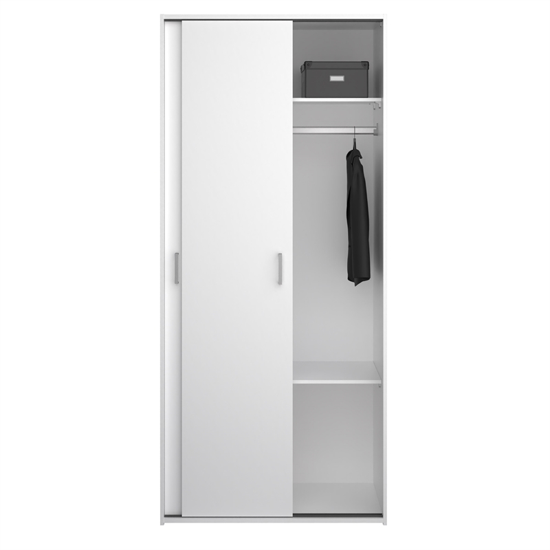 Home Square 2-Piece Set with Space Wardrobe and 4 Drawer Chest in White