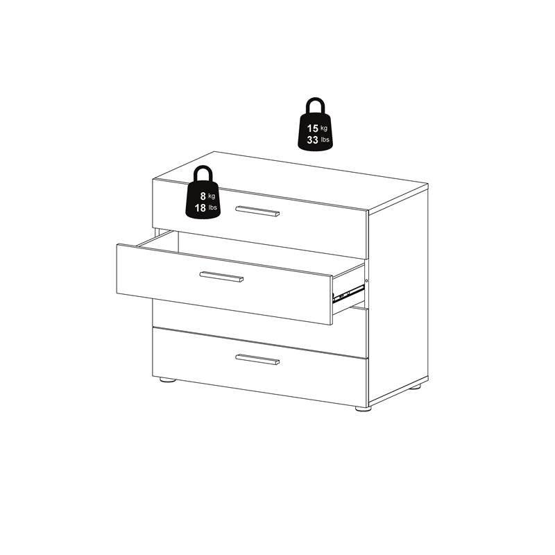 Home Square 2-Piece Set with Space Wardrobe and 4 Drawer Chest in White